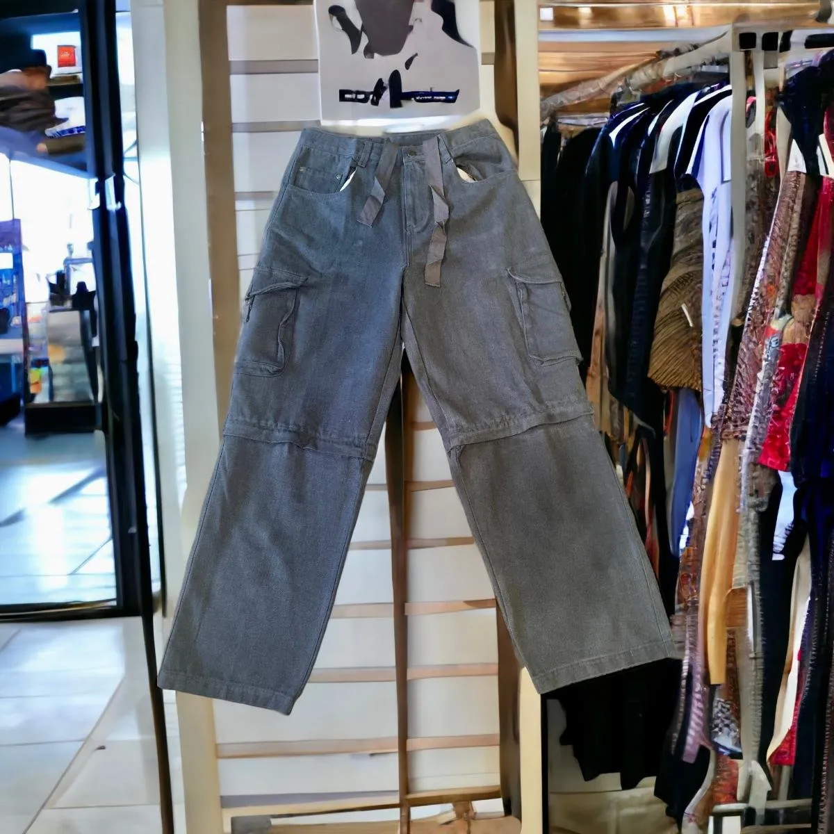 Divine Tribe Vintage Big & Tall hennep cargo broek donkergrijs