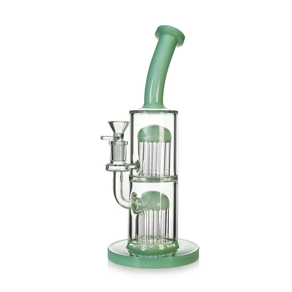 Dip Devices Double Tree Perc Bent Neck bong 12 inch blauw dubbele perc
