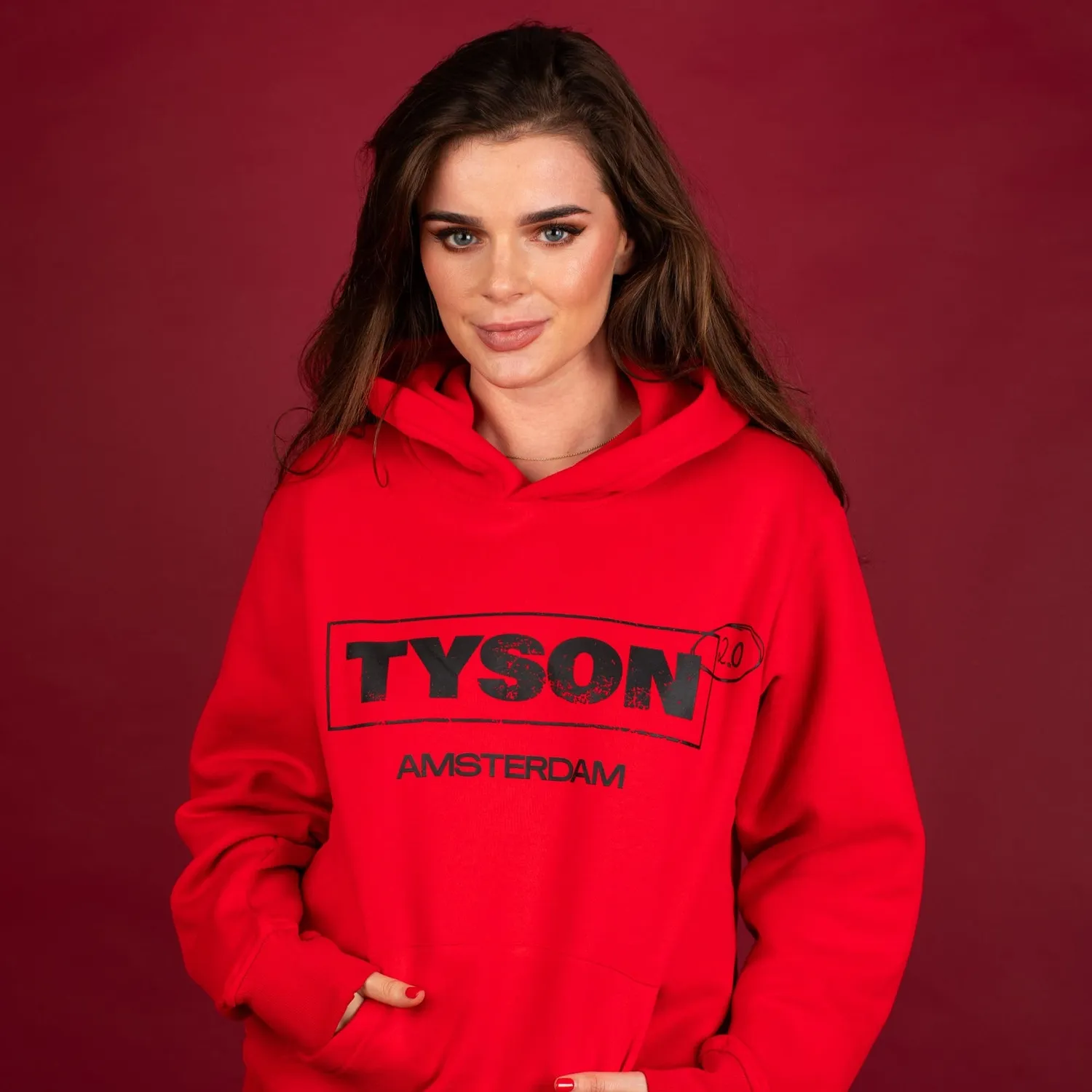 Tyson 2.0 Logo hoodie katoen Rood unisex