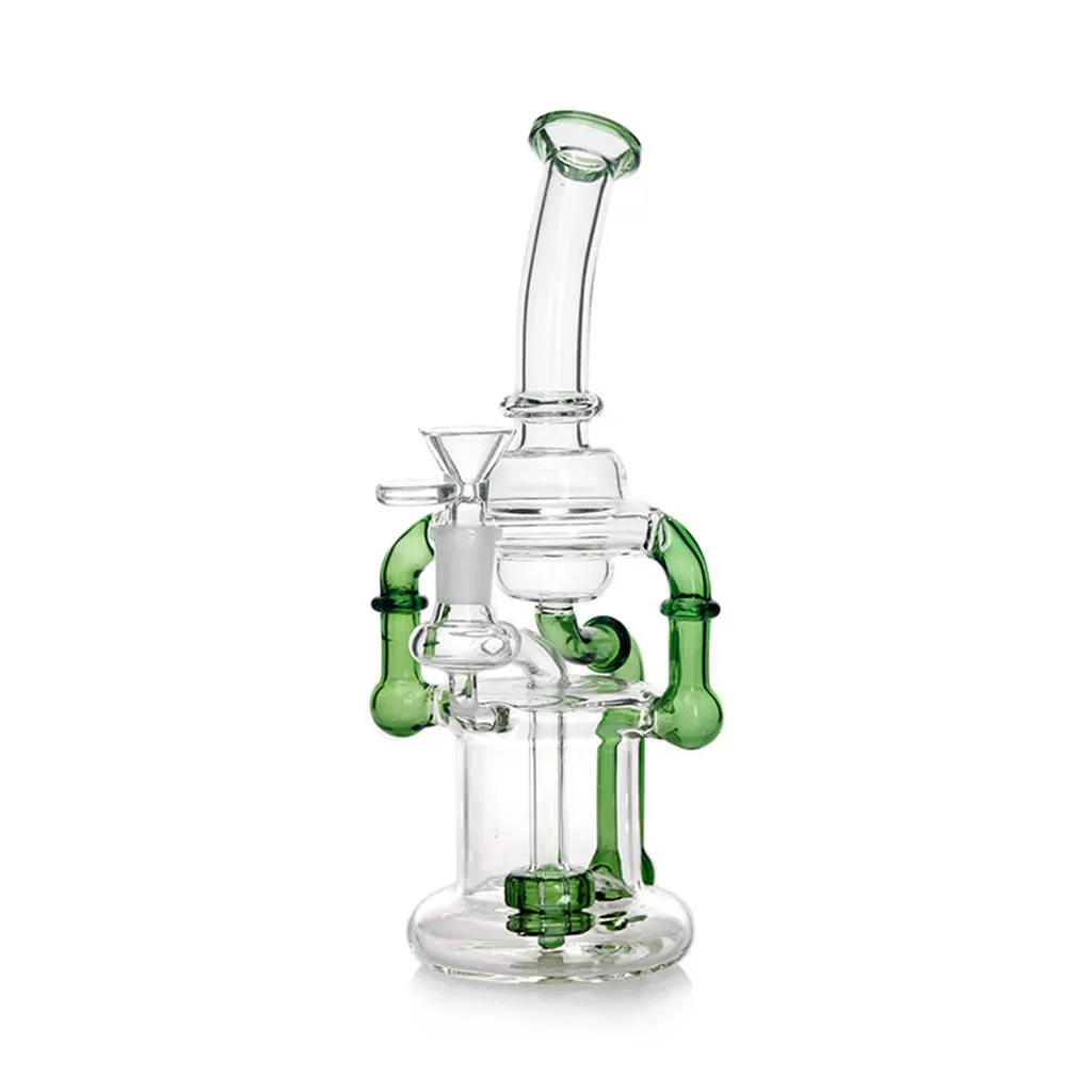 Hittn Double Chamber Recycler dab rig lake green 14mm