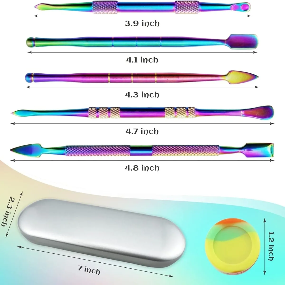 JCVAP 6-delige Dabber Tool Set met Bakje Rainbow
