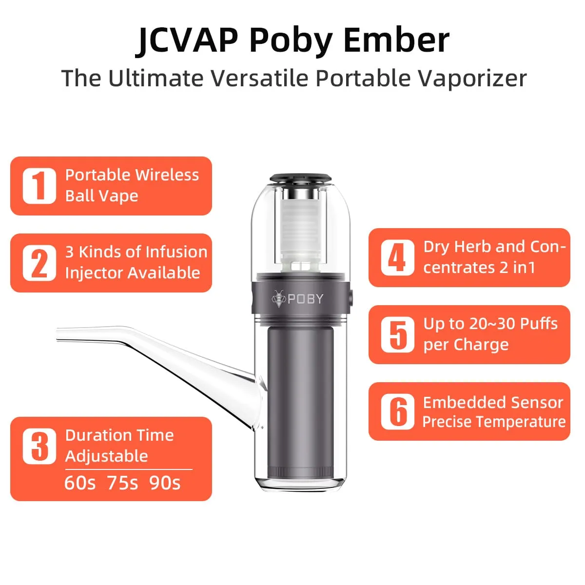 JCVAP Poby 2-in-1 Vaporizer Kit Kruiden en Concentraat