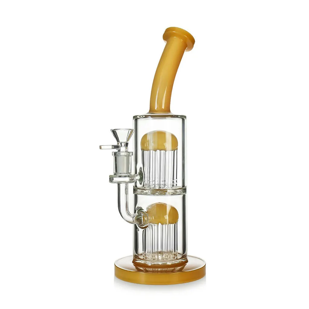 Dip Devices Double Tree Perc Bent Neck bong 12 inch blauw dubbele perc