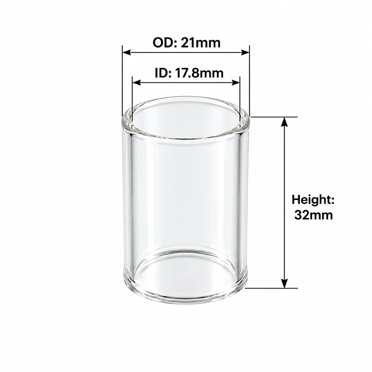 JCVAP YLL 3.0 glazen buis borosilicaat crown cap