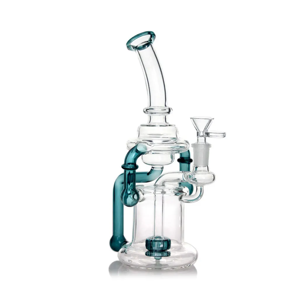 Hittn Double Chamber Recycler dab rig lake green 14mm