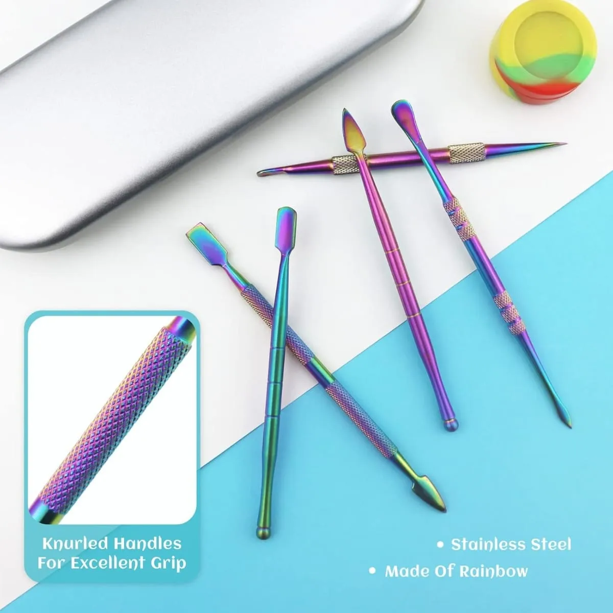 JCVAP 6-delige Dabber Tool Set met Bakje Rainbow