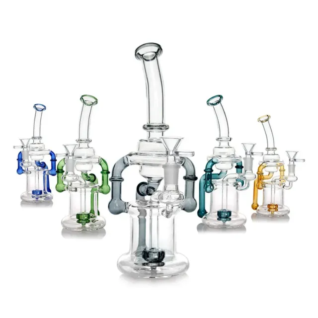 Hittn Double Chamber Recycler dab rig lake green 14mm