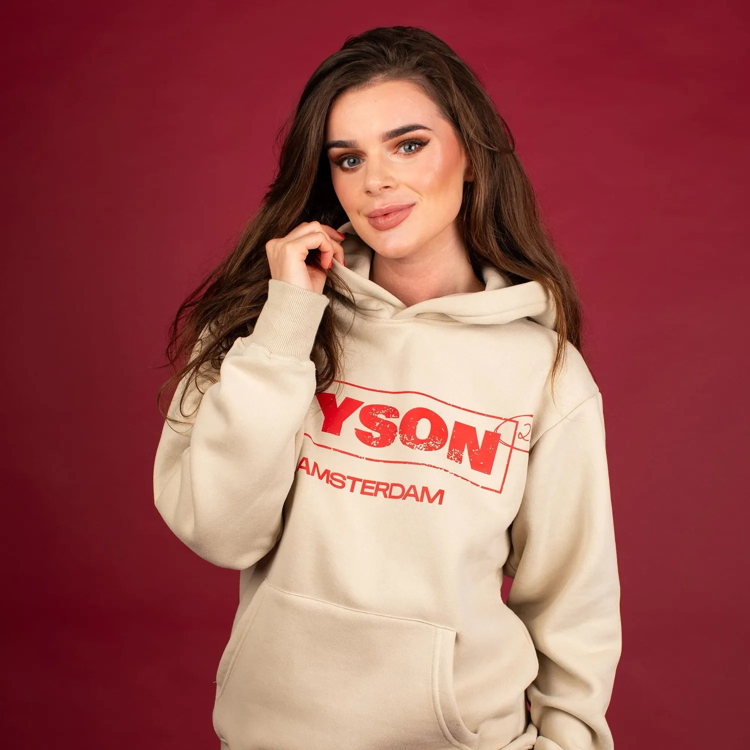 Tyson 2.0 Logo hoodie beige katoen unisex