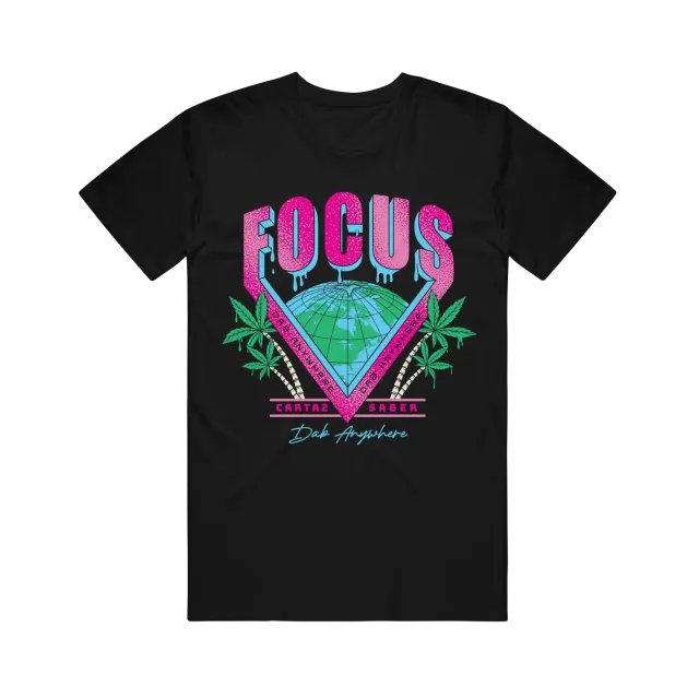 Focus V Dab Anywhere Neon T-shirt zwart katoen