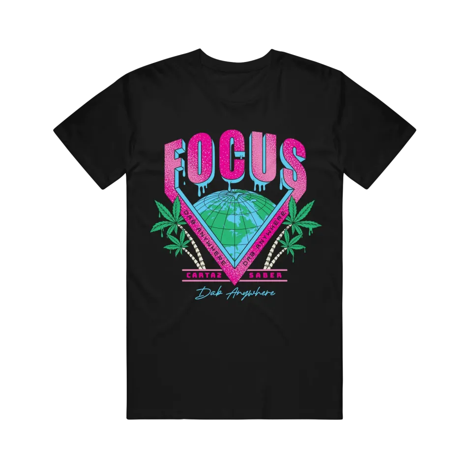 Focus V Dab Anywhere Neon T-shirt zwart katoen