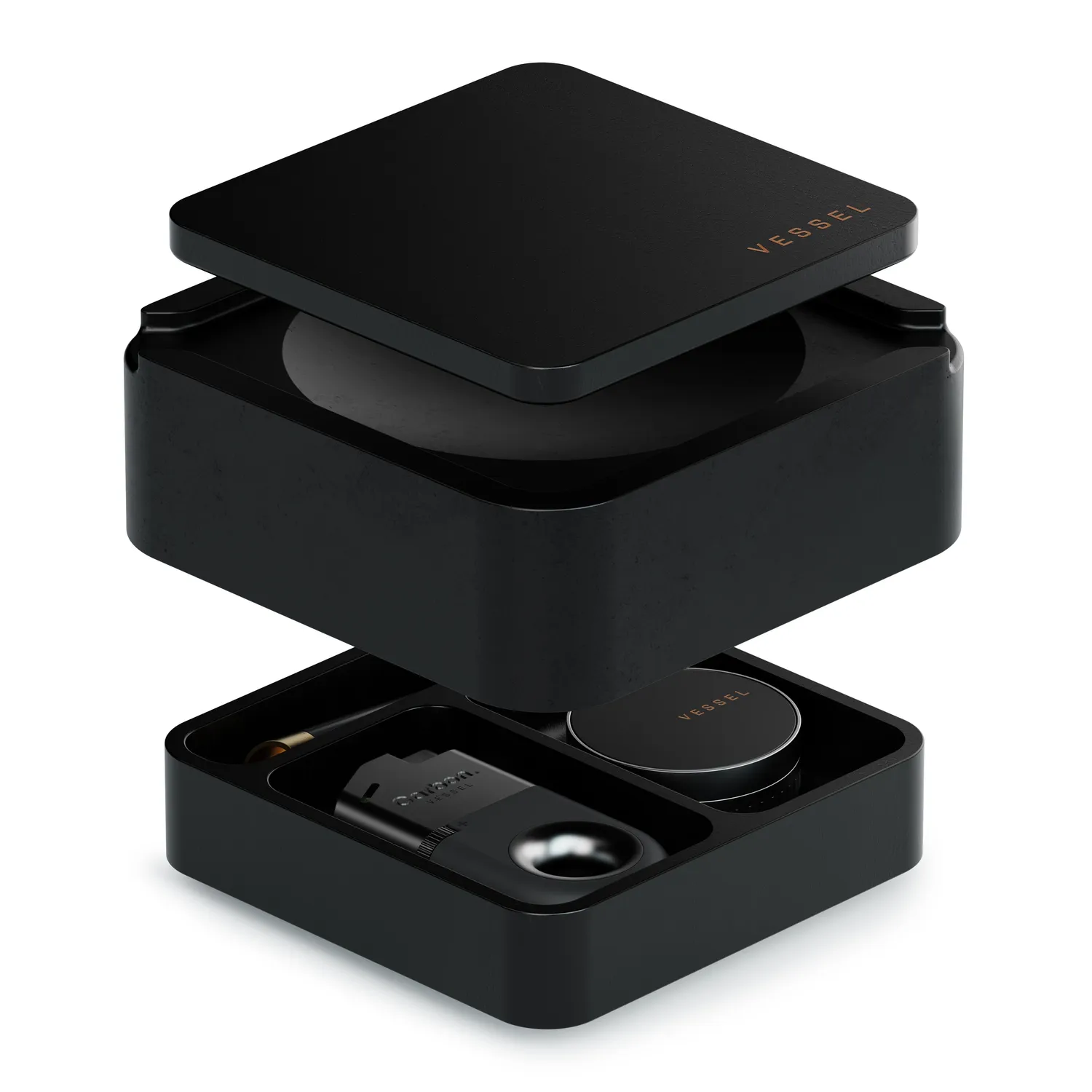 Vessel Ash asbak Black essen hout en beton opberging